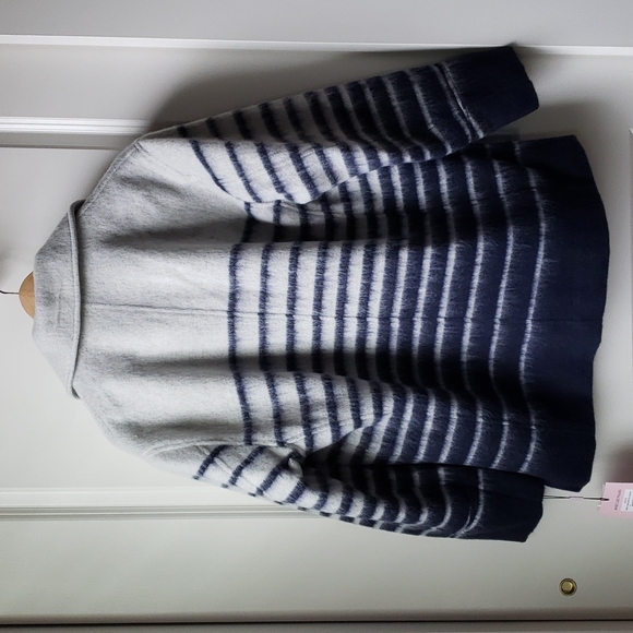Avec Les Filles Sailor Stripe Double Breasted Peacoat Navy and White Size M NWT - Picture 2 of 16
